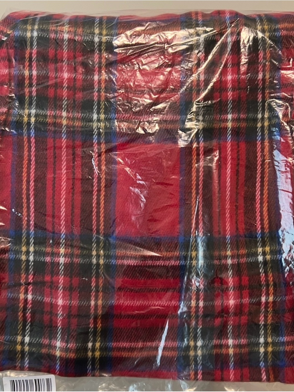 Steve Madden Red Plaid Scarf with Blue and Black Accents